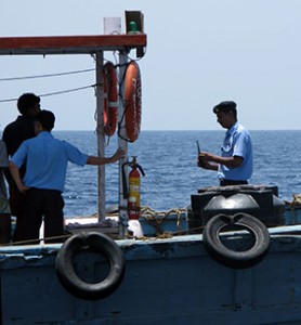 Many official vessels are old fishing boats