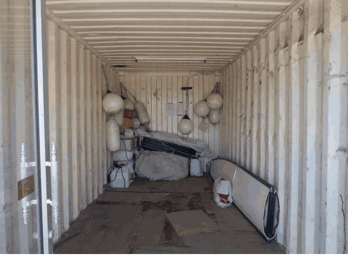 Animated gif of our storage container in teh boatyard