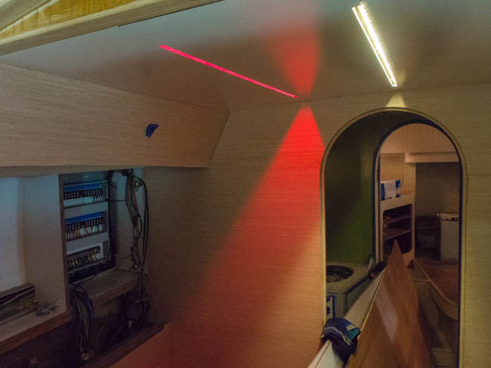LED strip lighting in the chart table area including a red night-light