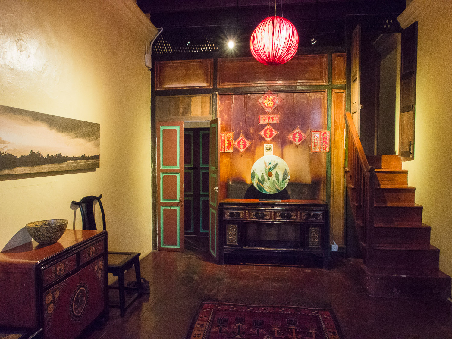 Inside a traditional Chinese building