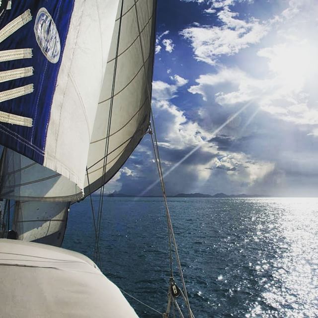 Land in sight aboard sy Esper. Andaman Sea, Southern Thailand.#thailand #followtheboat #adventure #sailingadventure #sailingboat #sailing #travel #yachtlife #boatlife #boat #cloudscape #cloud #sunrise
