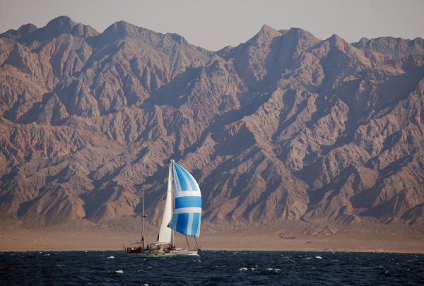 Esper running down-wind in the northern Red Sea, Sinai. Photograph: O'Kayam