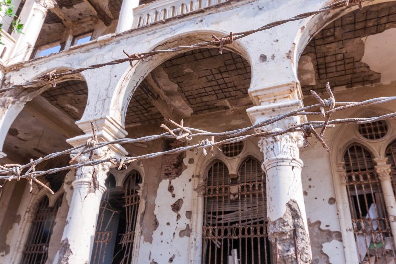 Bullet-ridden Italian colonial buildings