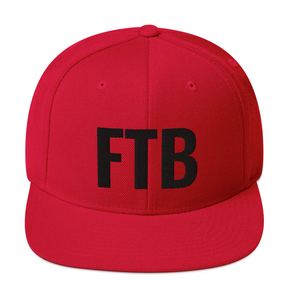 Snapback Hat - FTB black on red - followtheboat