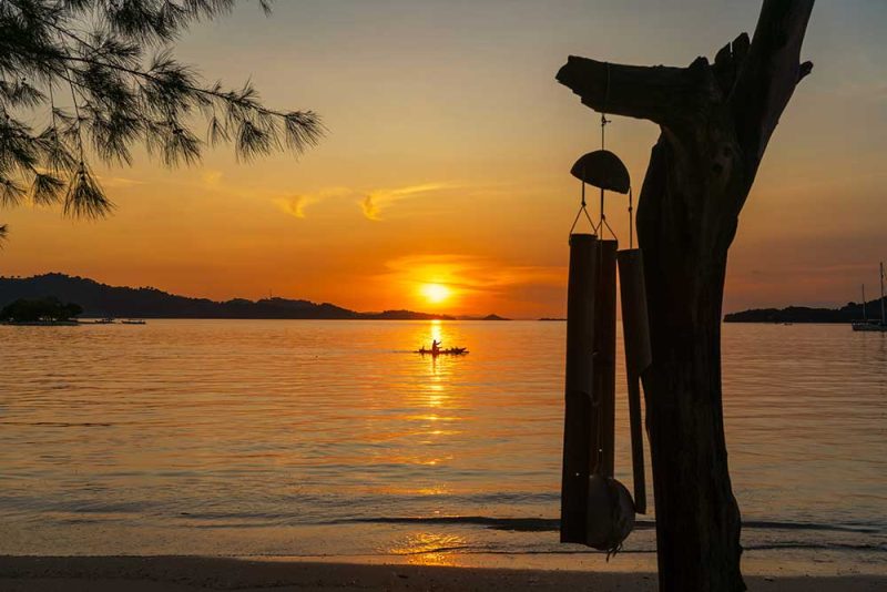 fisherman at sunsset, lombok