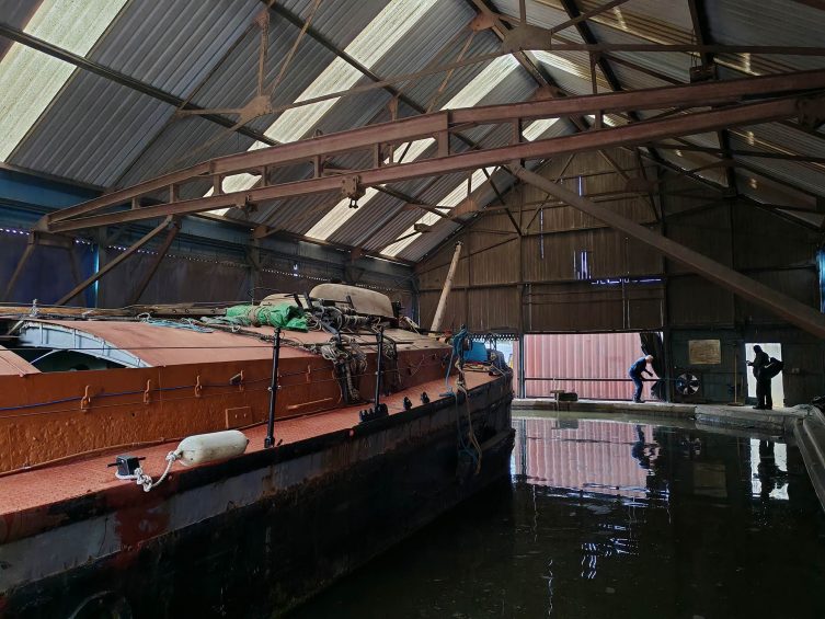 Humber sloop in dry dock