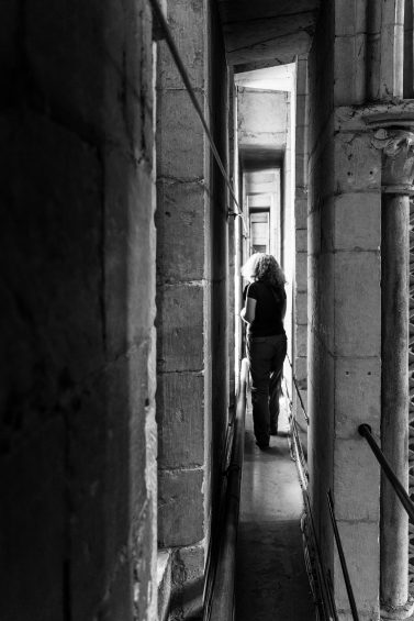 Tight passageway on the roof tour of Lincoln Cathedral