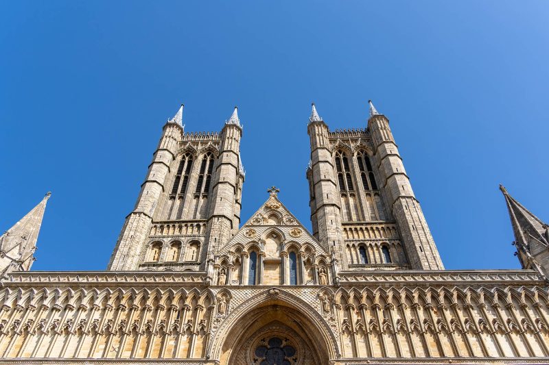 The imposing west front of Lincoln Cathedral