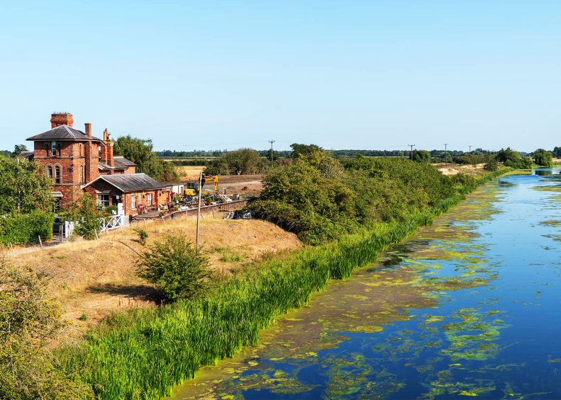 Kirkstead Station (no longer in use) with the River Witham running alongside